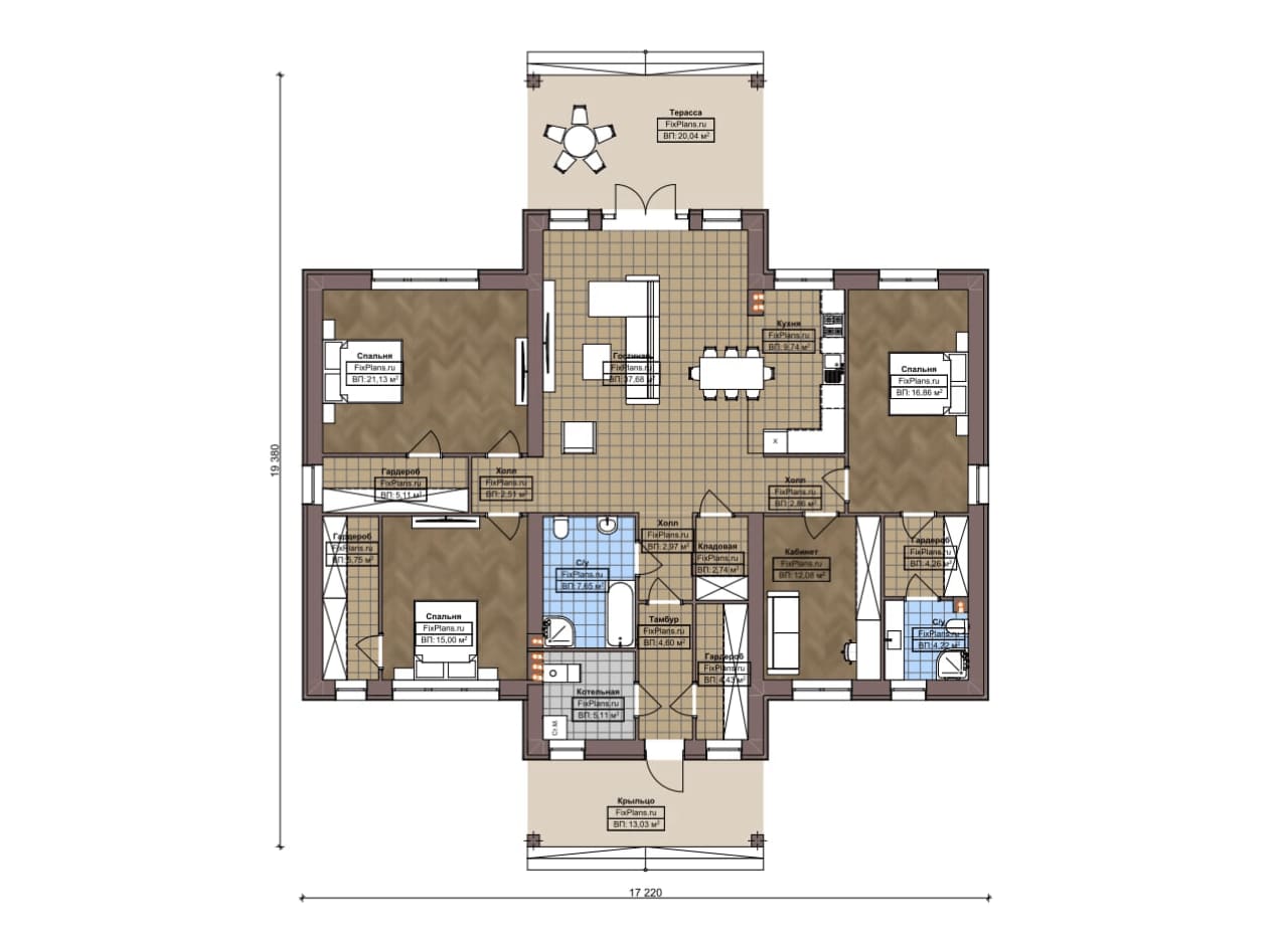 Планировка Одноэтажный дом F-21221