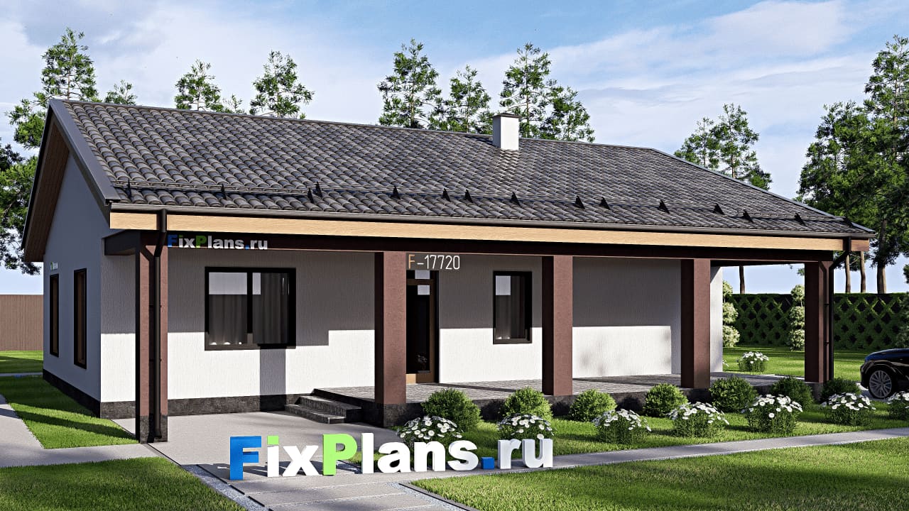 Одноэтажный дом F-17720 — фасад