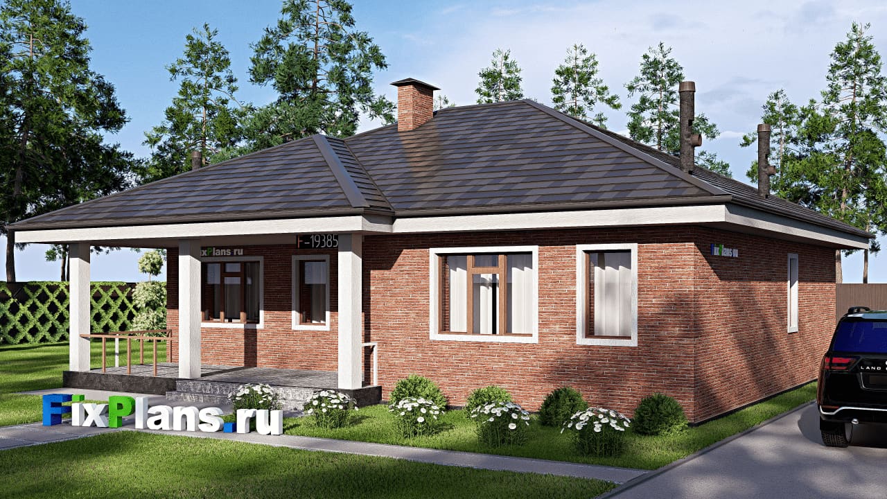 Одноэтажный дом F-19385 — фасад