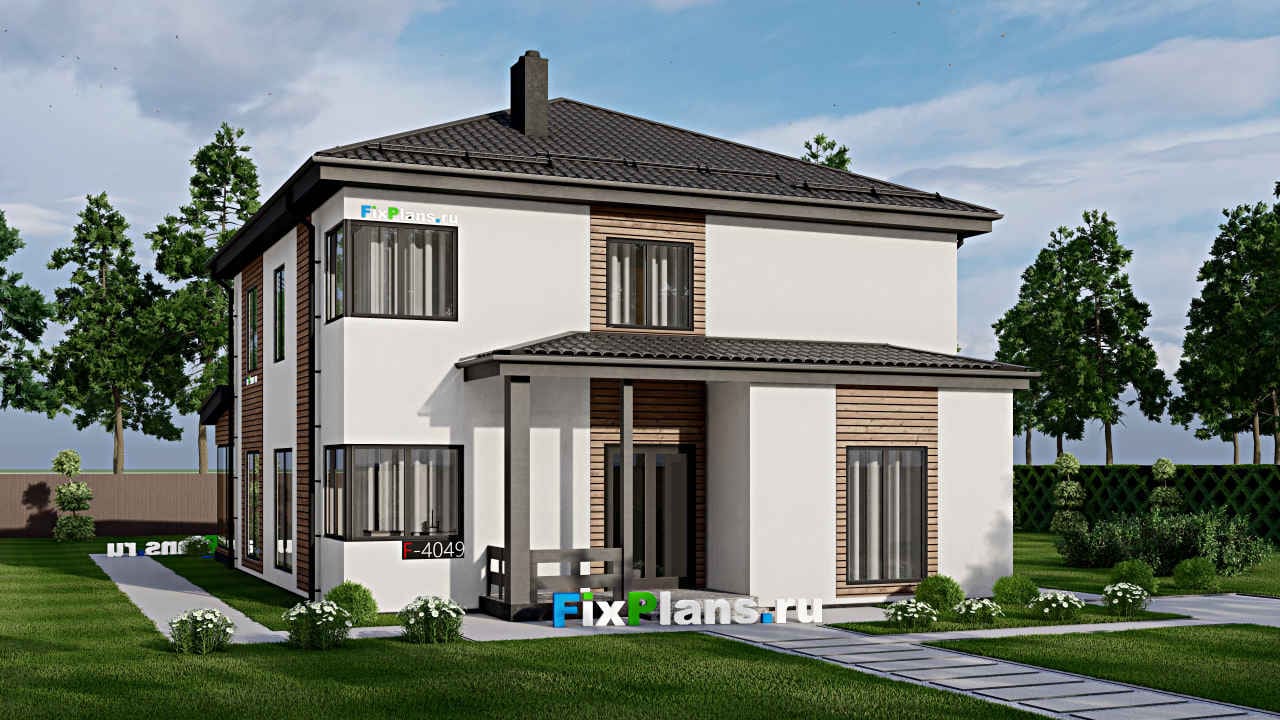 Двухэтажный дом F-4049 — фасад